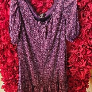 Kandy Kiss Girls Purple Floral Ruffle Dress Size Large